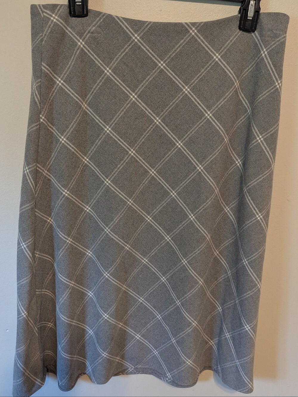 LOFT grey plaid A-line midi skirt